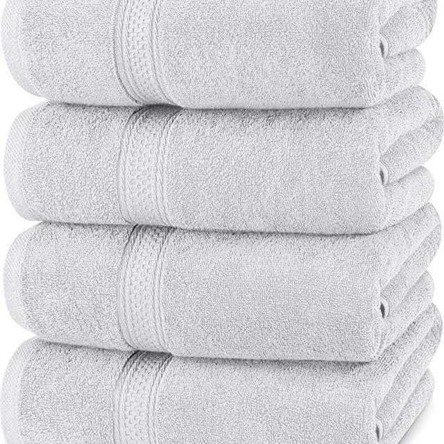 Utopia Towels - Bath Towels Set, Silver - Premium 600 GSM 100% Ring Spun Cotton - Quick Dry, Highly Absorbent, Soft Feel Towels, Perfect for Daily Use (4-Pack)