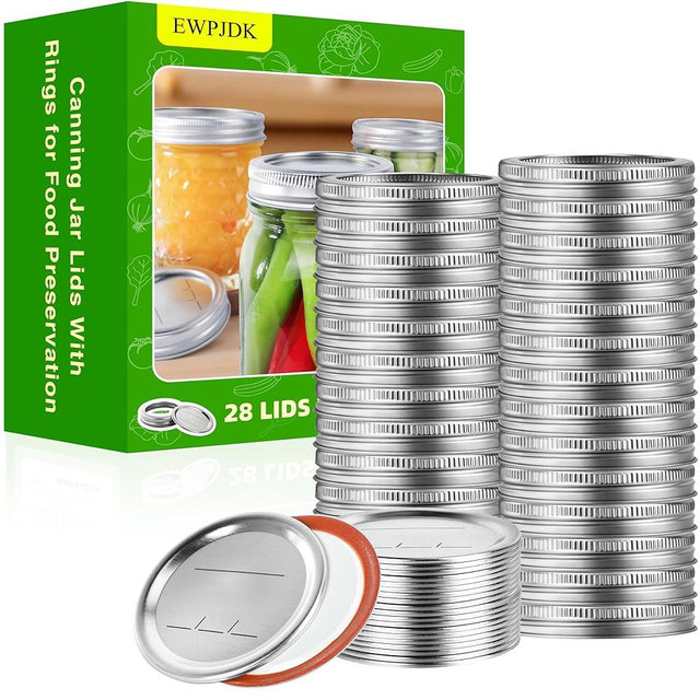 EWPJDK 56PCS Canning Lids with Rings For Mason Regular Mouth, Jars Lids With Rings/Bands Mason Jars For Canning Food Fruits DIY Food Grade Material(70mm, 28Lids + 28Rings for Regular Mouth Jar)
