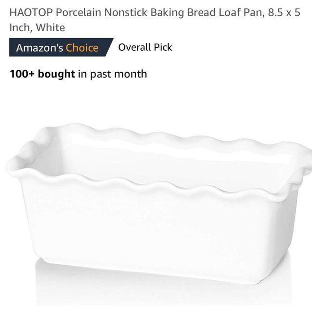 HAOTOP Porcelain Nonstick Baking Bread Loaf Pan, 8.5 x 5 Inch, White