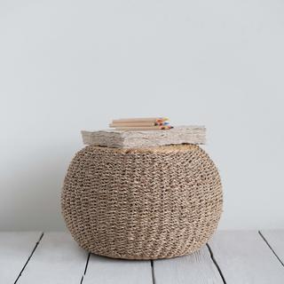 Handwoven Seagrass & Water Hyacinth Pouf