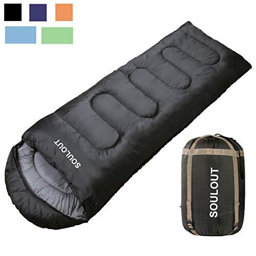 SOULOUT Sleeping Bag - 4 Seasons Warm Cold Weather Lightweight, Portable, Waterproof Sleeping Bag with Compression Sack for Adults & Kids - Indoor & Outdoor: Camping, Backpacking