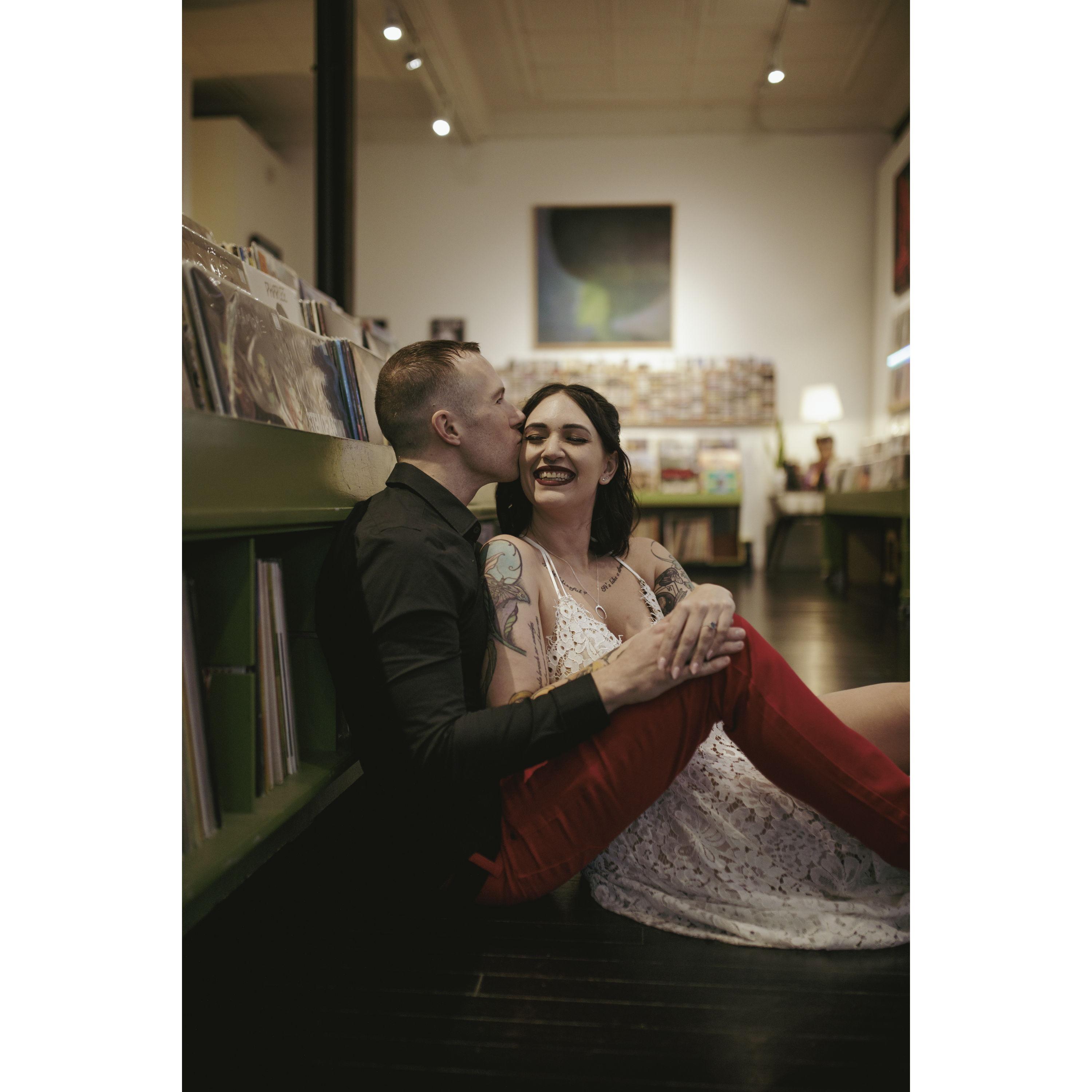 Engagement Photos at Spoonful Records in Columbus, OH