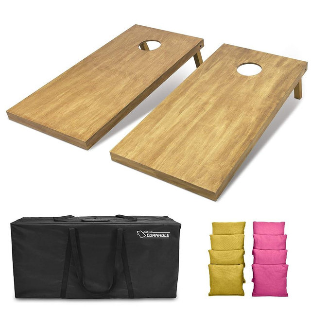 GoSports 4 ft x 2 ft Regulation Size Wooden Cornhole Boards Set - Includes Carrying Case - Full Regulation Size Bean Bag Toss Boards