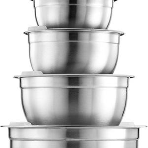 FINEDINE - FineDine Premium Various Sizes Stainless Steel Mixing Bowl (10 Piece) With Airtight Lids, Flat Base For Stability & Easy Grip Whisking, Mixing, Beating Bowls Nesting & Stackable for Convenient Storage