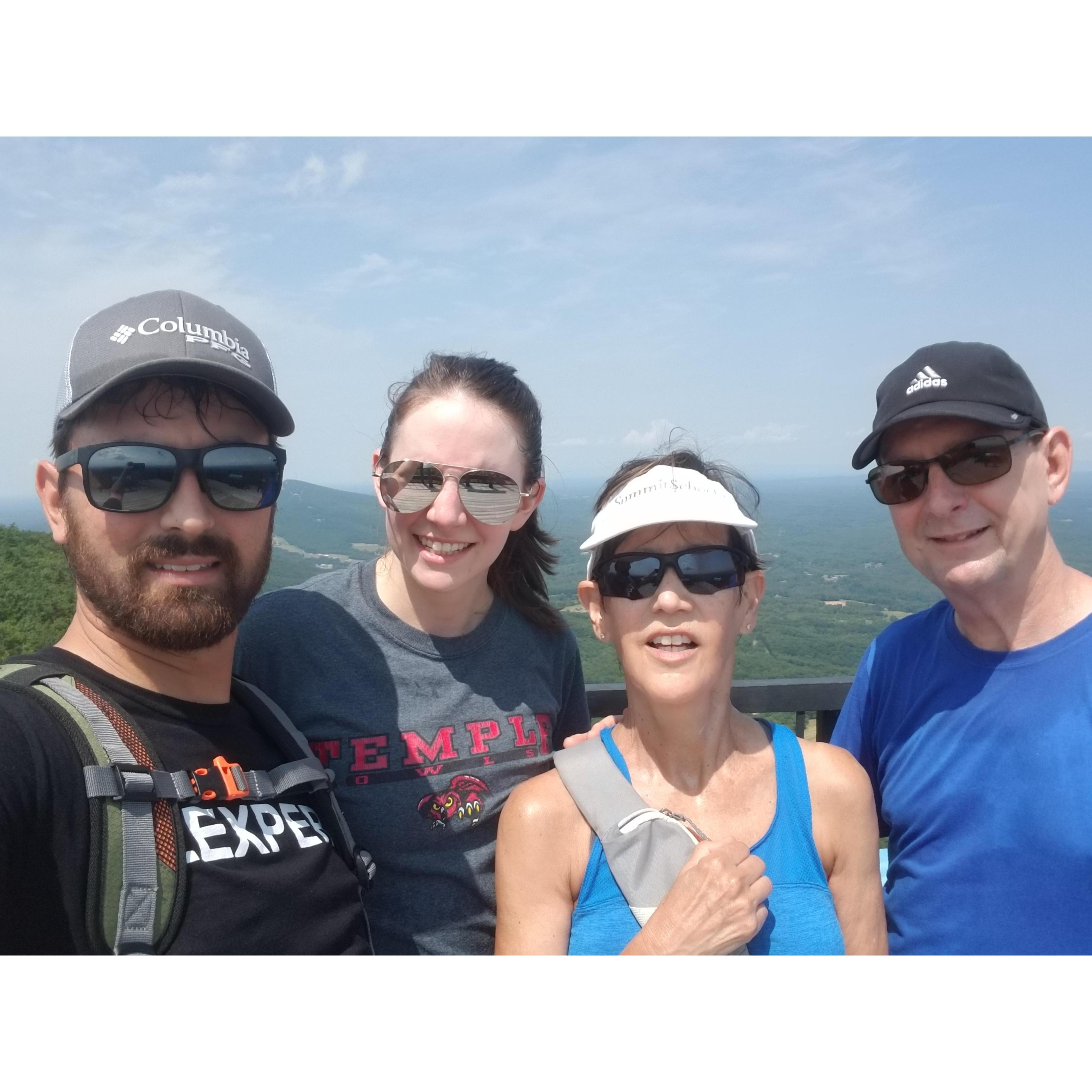 Hiking with Bairds parents at Hanging Rock State Park, North Carolina