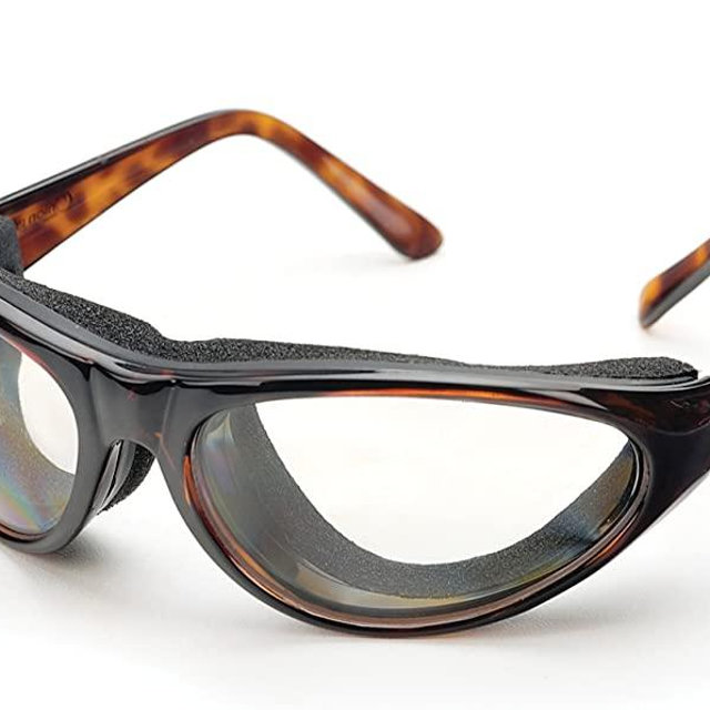 RSVP International Tortoise Shell Onion Goggles, 6" | Safely Prepare Foods Without Tears | Remove Smoke, Steam Vegetable Irritations | Fog-Free Lenses for Cooking, Skiing, Biking, Dry Eye, One Size