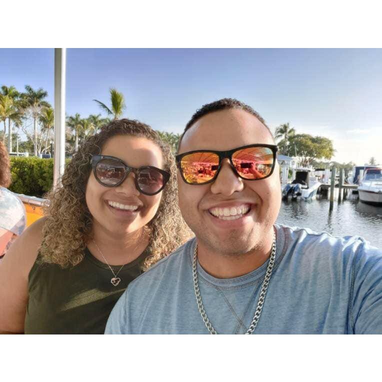 Ashley's surprise date for Allen. He later had the outline of this photo printed on a sweater that we wear on our Tuesday movie date nights.