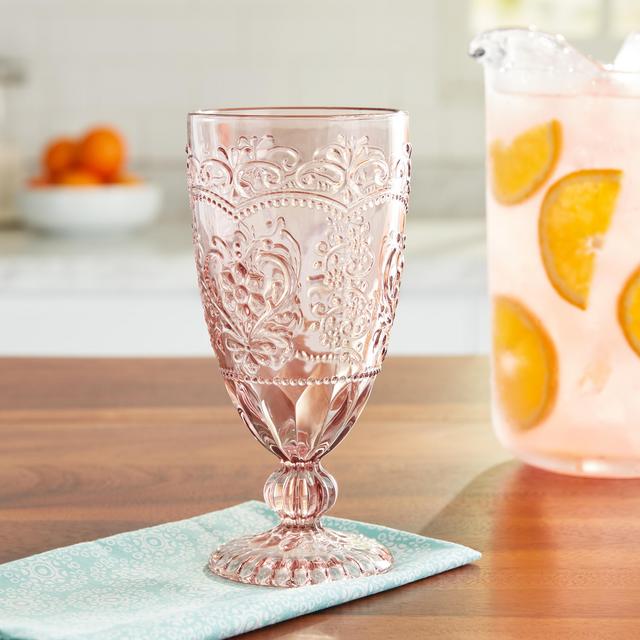 The Pioneer Woman Rose Embossed Goblet, Each