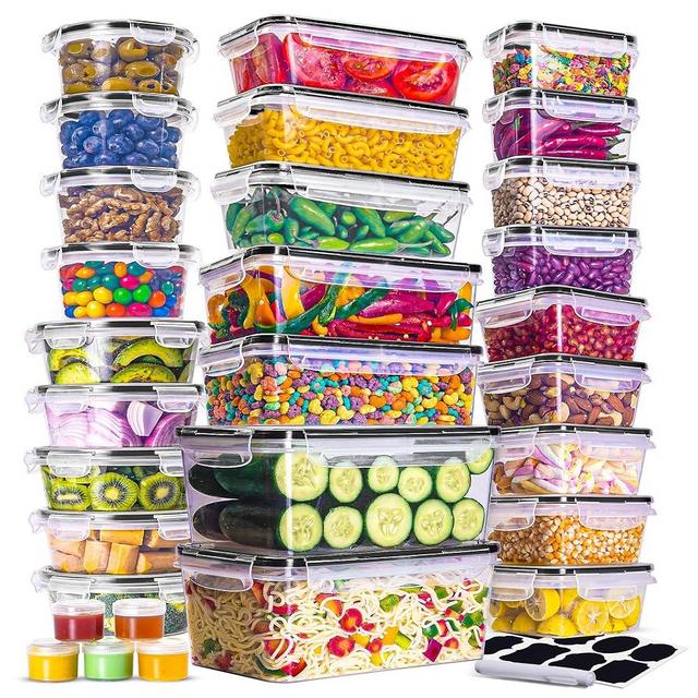 60 Pcs Food Storage Containers with Lids Airtight-75 OZ to 1.2 OZ(30 Containers & 30 Lids) 100% Leakproof Clear Plastic Meal-Prep Containers Reusable-Microwave and Dishwasher Safe with Labels & Marker