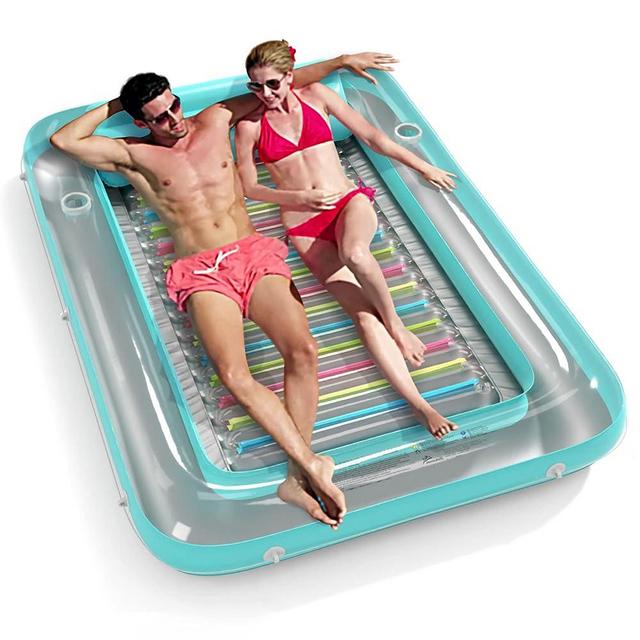 Inflatable Tanning Pool Lounger Float - Jasonwell 4 in 1 Sun Tan Tub Sunbathing Lounge Raft Floatie Toys Water Filled Bed Mat Pad for Adult Blow Up Kiddie Kids Ball Pit XL