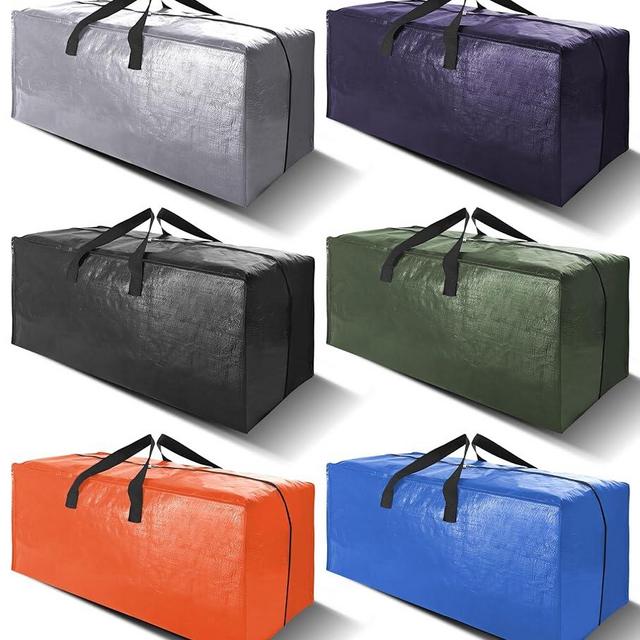 6 Pack Heavy Duty Extra Large Moving Bags W/Backpack Straps - Strong Handles & Zippers, Storage Totes For Space Saving, Fold Flat, Alternative to Box and Bin (40 gal, Multicolor)