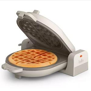 bella Flip-n-Store Waffle Maker with EverGood™ Ceramic Nonstick Coating, Fits-anywhere™ Kitchenware, Power Indicator Light, Cool Touch Handle & Cord Wrap, 7” Wide & 1" Deep Plates, 1000 Watt, Oatmilk