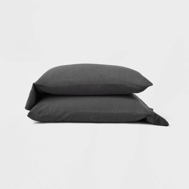 Standard Jersey Solid Pillowcase Set Dark Gray - Casaluna™