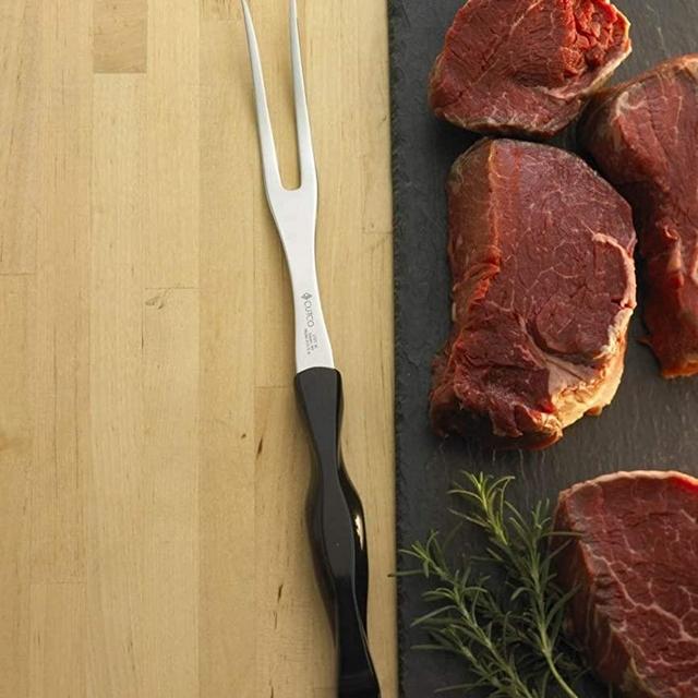 CUTCO Model 1727 Carving Fork with Classic Dark Brown handle (often called "Black") in factory-sealed plastic bag.