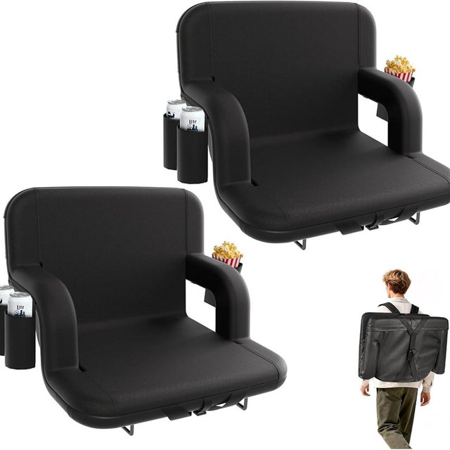 DEKEMASTER Stadium Seats with Back Support - Portable Bleacher Chairs with Back and Cushion, 6 Adjustable Positions Pdded Bleacher Seat for Sport Events Camping Fishing