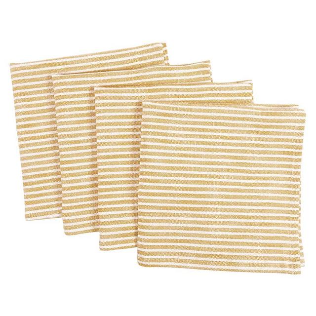 KAF Home Monaco Relaxed Casual Farmhouse Napkin | Set of 4, 100% Slubbed Cotton, 20x20 Inch Cloth Napkins | for Entertaining and Everyday Use (Ochre)