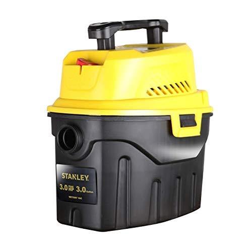 Stanley 3 Gallon Wet Dry Vacuum, 3 Peak HP Poly 2 in 1 Shop Vac with Powerful Suction, Multifunctional Shop Vacuum Car Vacuum W/ 3 Horsepower Motor for Auto Detailing, Tight Space Garage,Van,Vehicle