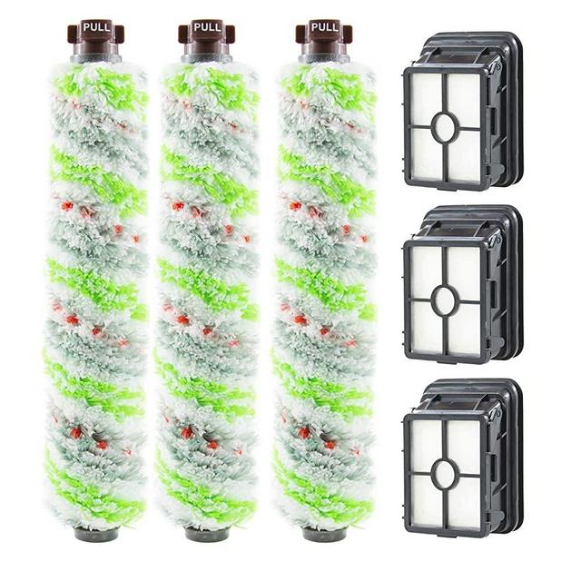 2306A,1785A Replacements 3 Pack Multi Surface Pet Brush Roll 2306A and 3 Pack 1866 Vacuum Filter Compatible with Bissell CrossWave 1785 2306 2551 Wet Dry Vacuum Cleaner