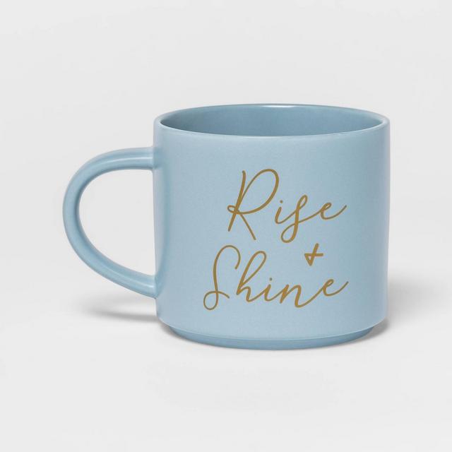 16oz Stoneware Rise and Shine Stacking Mug Blue - Threshold™