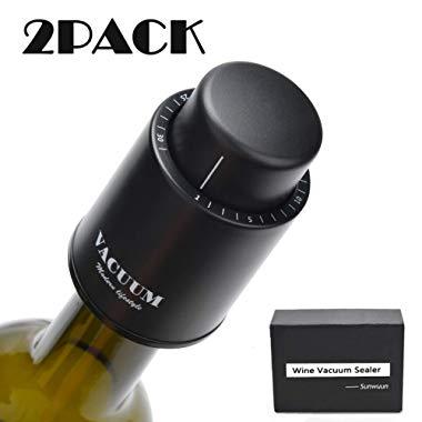 [2 PACK]Wine Bottle Stoppers,Real Vacuum Champagne Stoppers,Reusable Wine Preserver,Wine Corks Keep Fresh,Best Gifts for Wine Lovers