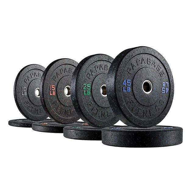papababe Bumper Plates, High-Bounce Olympic Weight Plates with Colored Fleck-Rubber Weights Plates for Weight Lifting and Strength Training