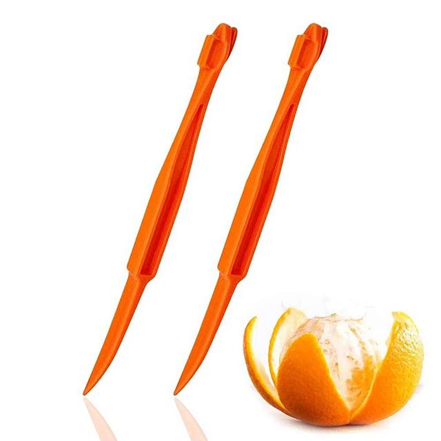 Orange Peeler tools Plastic Orange Peeler Citrus Remover Easy Open Citrus Lemon Citrus Peel Cutter Vegetable Slicer Fruit Tools Kitchen Gadgets (Orange 2 Pack)