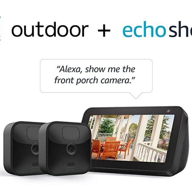 Echo Show 5 (Charcoal) with All-new Blink Outdoor- 2 camera kit