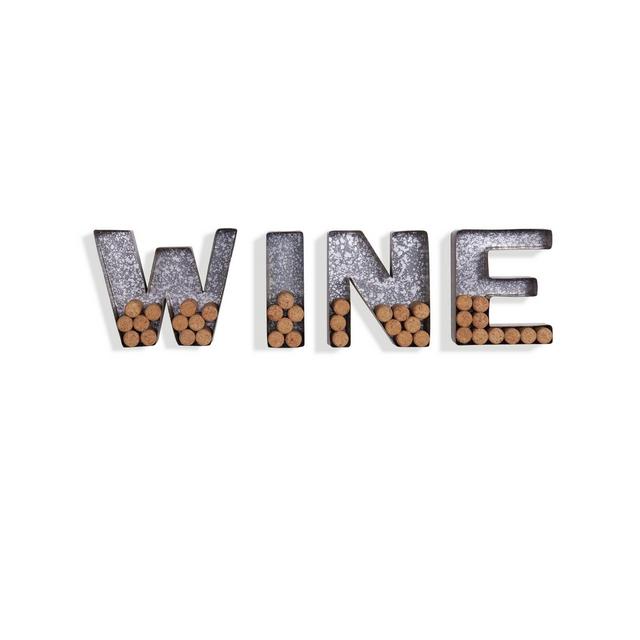 Danya B. Wall Mount "WINE" Letter Set Cork Holder - Galvanized Sheet Metal