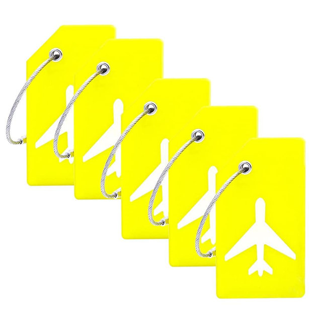 5Pack Silicone Luggage Tag with Name ID Card Perfect to Quickly Spot Luggage Suitcase by CPACC (Yellow)