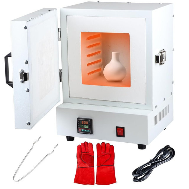 2000W Electric Kiln for Jewelry Making, 0-2102℉/1150℃ Temperature Control Pottery Kiln, for Jewelry Making, Metal Casting, Pottery Glazing and DIY Projects