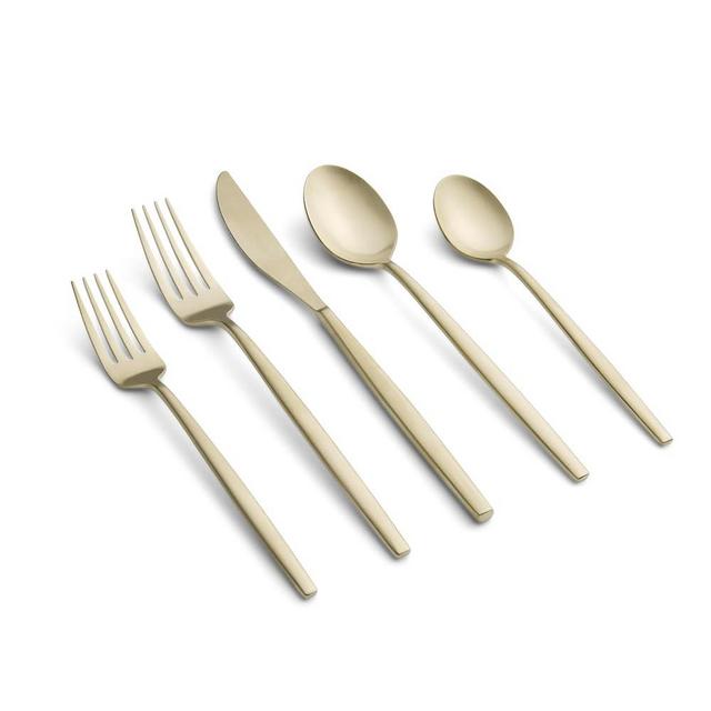 Cambridge Kiki Champagne Satin Piece Flatware Set, 20 Count, No Color