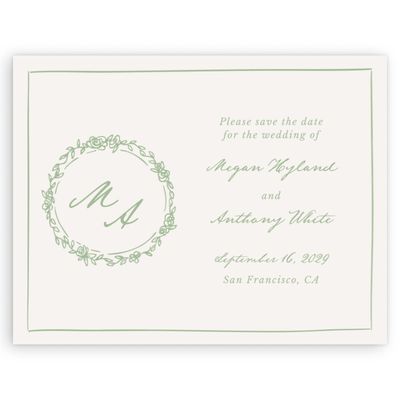 Green Simple Wedding Digital Save the Date - Violet Landscape