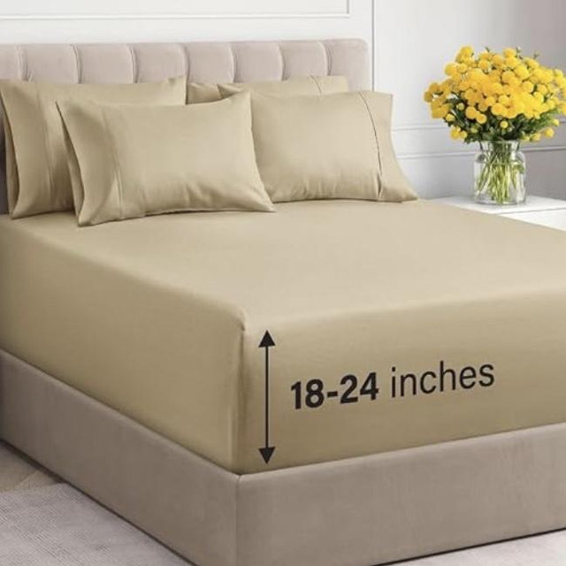 CGK Unlimited: 6-Piece Extra Deep Sheet Sets/Color 14-Beige