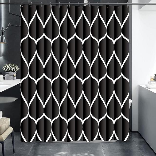 Gelbchu Black Fabric 72 x 72 Inch Cloth Shower Curtain, Waterproof Design and Polyester, Quick-Drying, Heavy Duty Shower Curtains Set for Bathroom, Durable and Washable with 12 Metal Hooks
