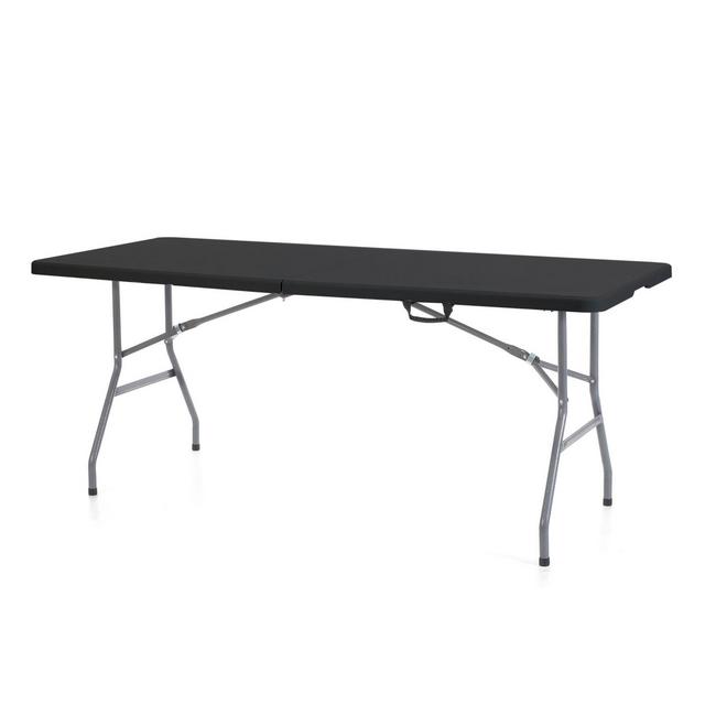 Plastic Development Group 806 Outdoor/Indoor 6 Foot Fold In Half Plastic Resin Folding for Outdoor Indoor Banquet, Dining, Card Table, Black
