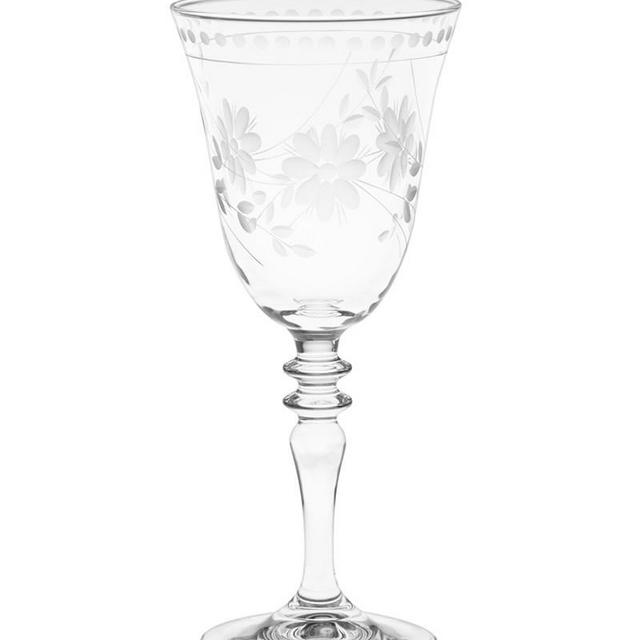 Vintage Etched Wine Glass