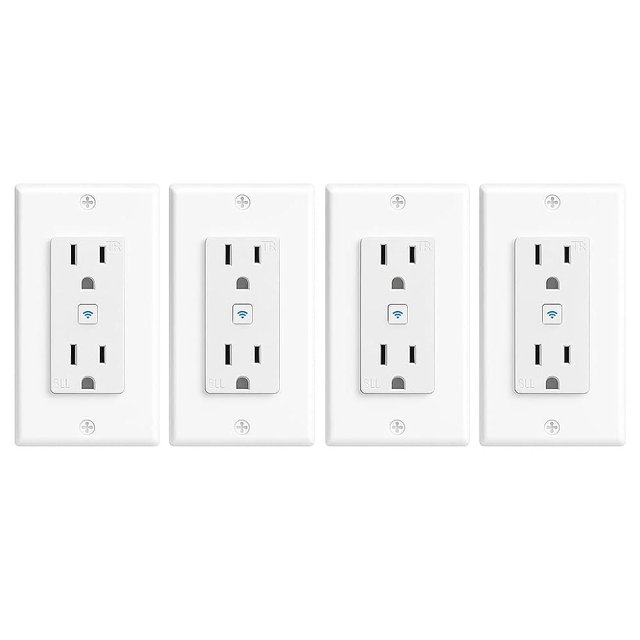 Geeni Smart WiFi in-Wall Outlet, White, 4 Pack 2 Outlets – No Hub Required – Smart Outlet Compatible with Alexa, Google Home, Requires 2.4 GHz WiFi