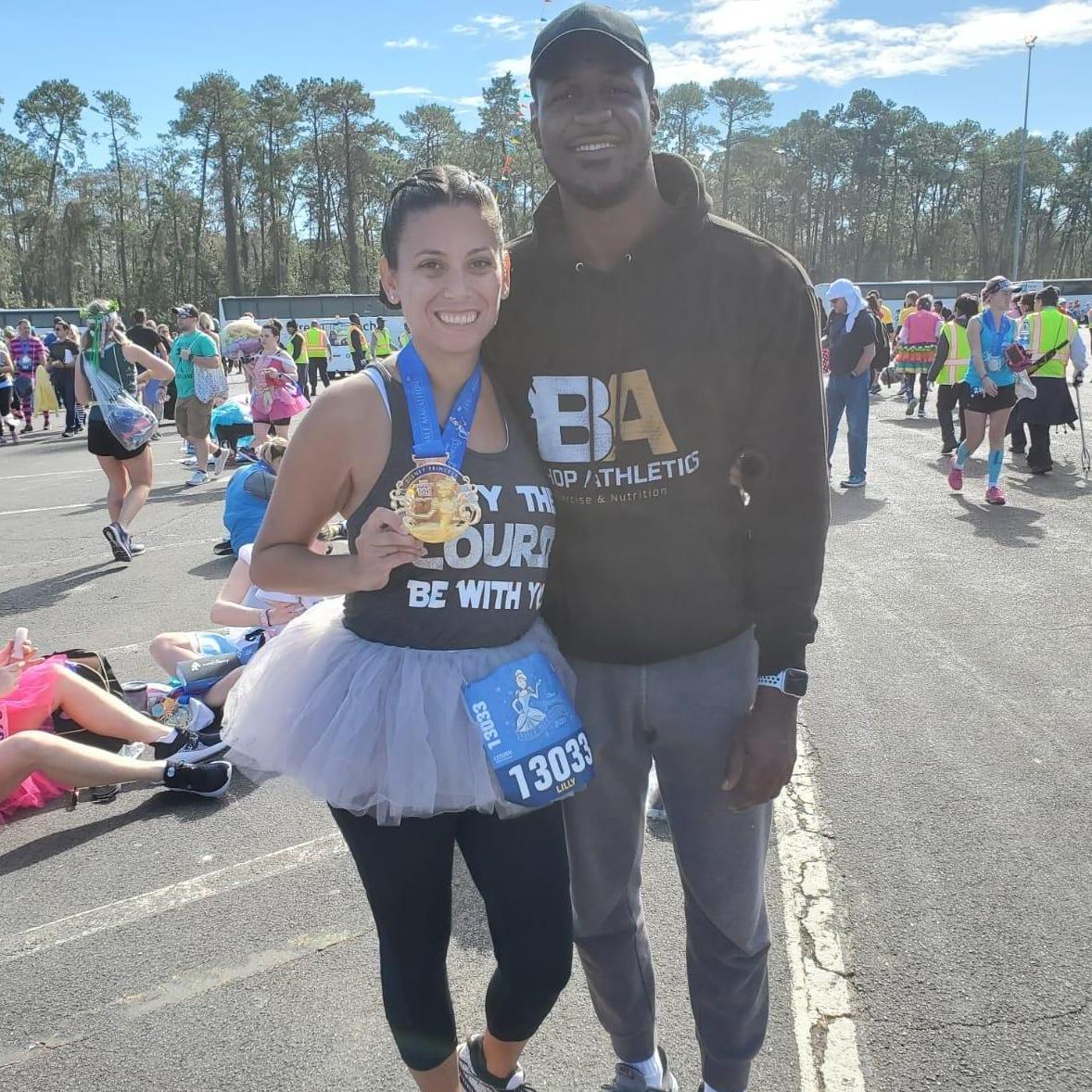 After the Princess Half Marathon at Disney.  Lilly's first half marathon.