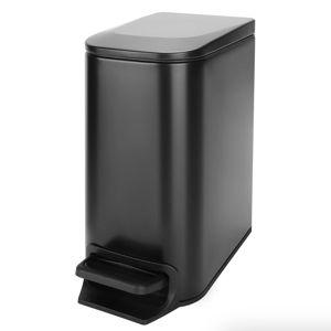 Cesun Small Bathroom Trash Can with Lid Soft Close, Step Pedal, 6 Liter / 1.6 Gallon Stainless Steel Garbage Can with Removable Inner Bucket, Anti-Fingerprint Finish (Matt Black)