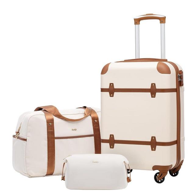 Coolife Luggage Set 3 Piece Suitcase Set Carry On Luggage PC Hardside Luggage TSA Lock Spinner Wheels Telescopic Handle