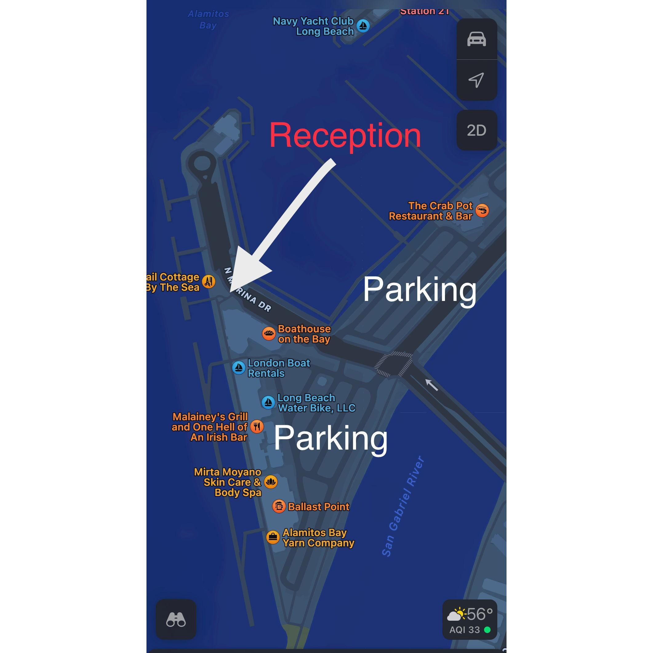 Some parking options for the reception.  