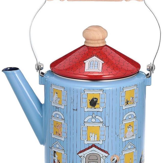 Fuji Enameled Kettle, 0.7 gal (2.0 L), Enamel, Induction Compatible, Moomin House MOH-2.0K