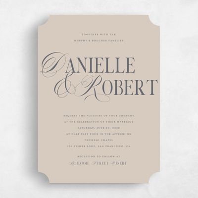 Brown Ticket Wedding Invitation - Nevis Portrait