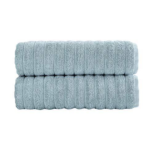 Classic Turkish Towels Luxury Bath Towel Set - Soft and Thick Oversized Ribbed Bathroom Towels Made with 100% Turkish Cotton (Spa Blue, 27x54 Bath Towels)