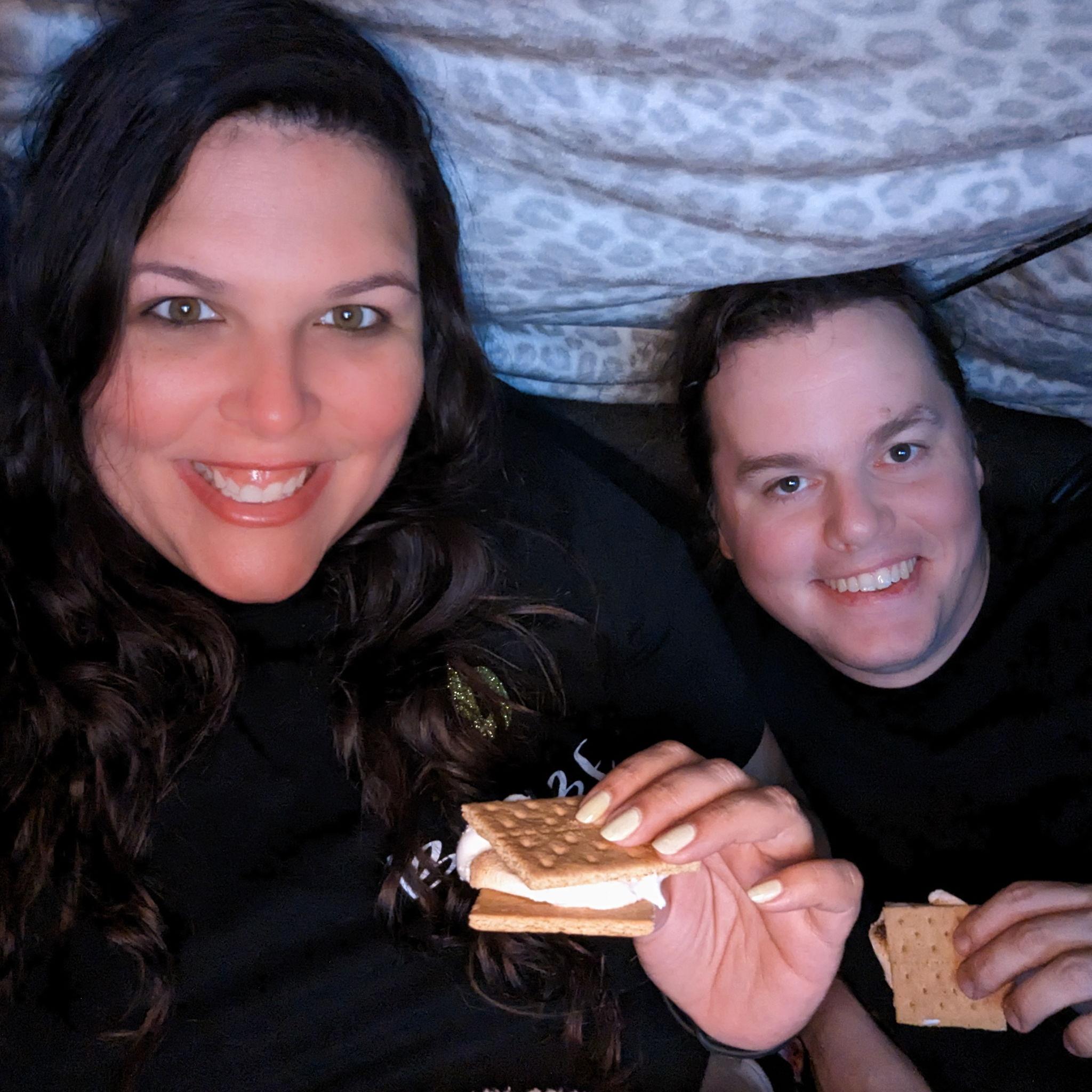 Building an indoor fort and candlelit s'mores #adventurechallenge date