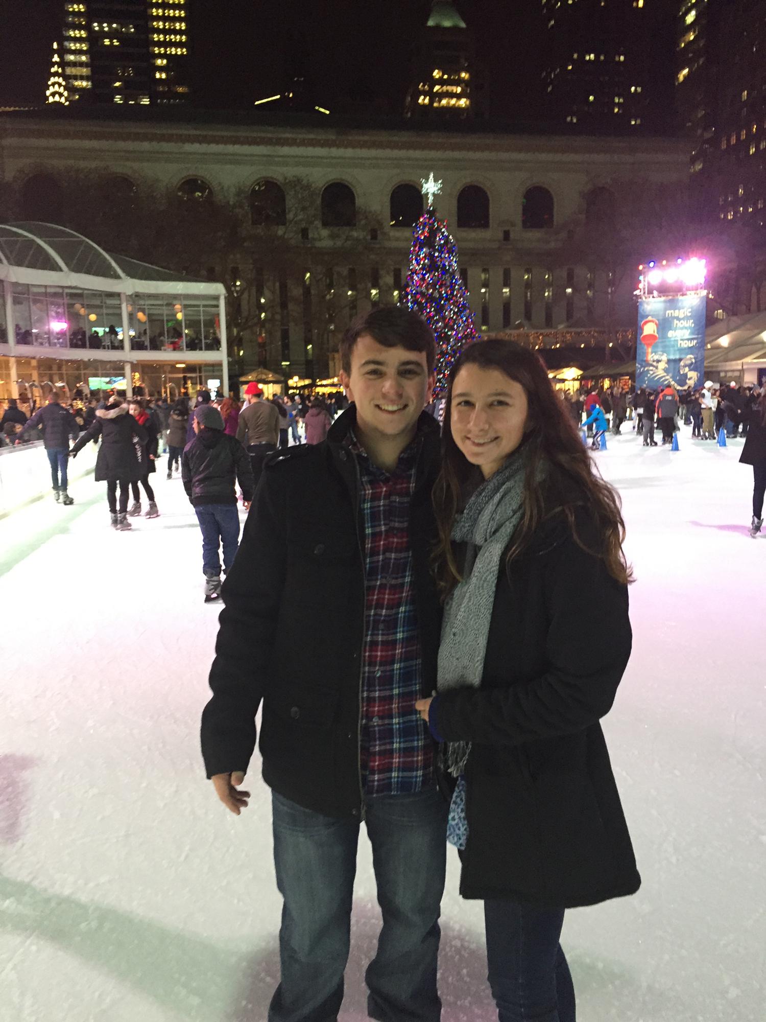 One of many ice skating date nights in Bryant Park - happened several times every year of college and beyond.