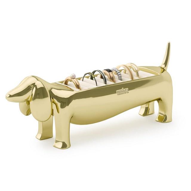 Umbra Dachsie Ring Holder - Gift for Weiner Dog Dachshund Doxie Lover - Jewelry Storage, Brass
