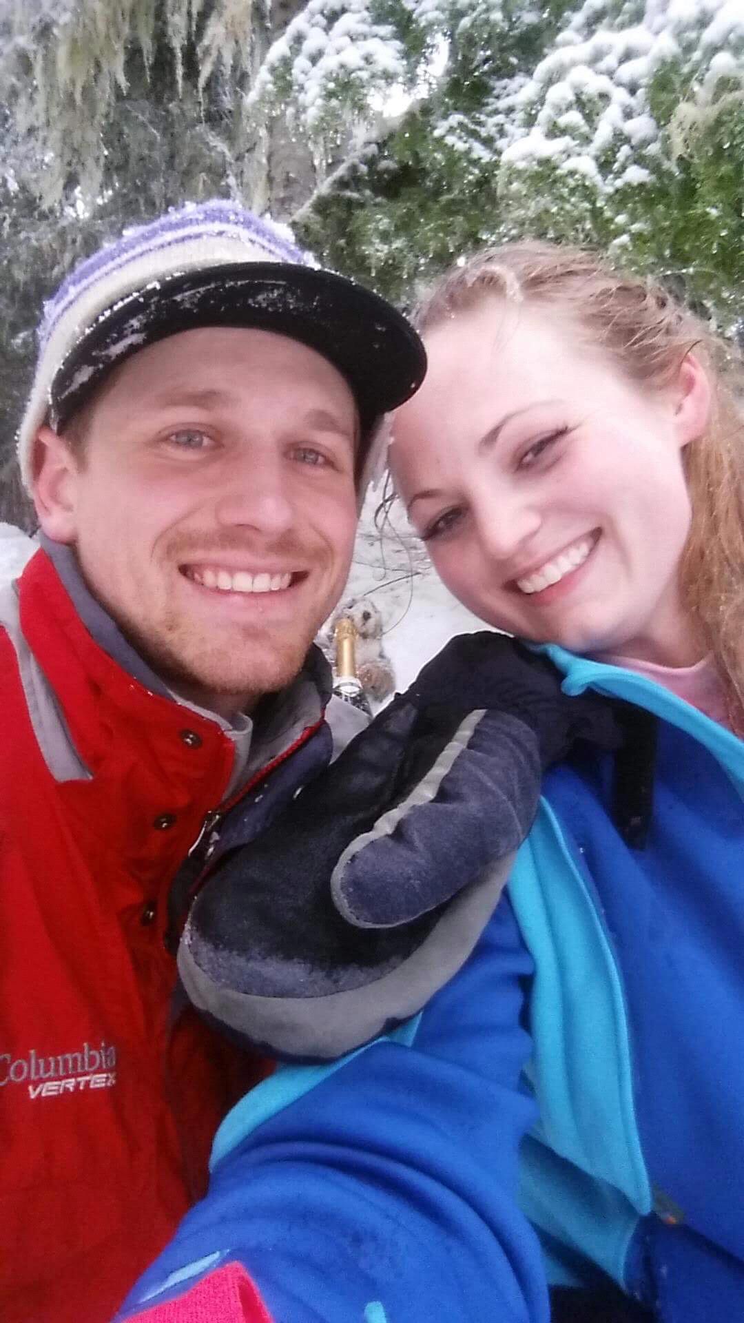 Snowshoeing adventures at White Pass. Notice our furry friend in the background.