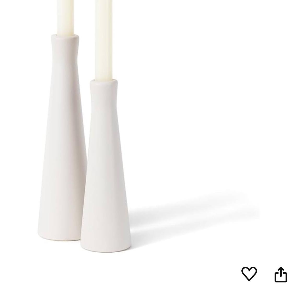 Candle Holders Set of 2, S&L Ceramic White Taper Candlestick Holders, Matte Stylish Table Centerpiece for Wedding Dinning Party Decor Modern Home Decor(CH7080W)