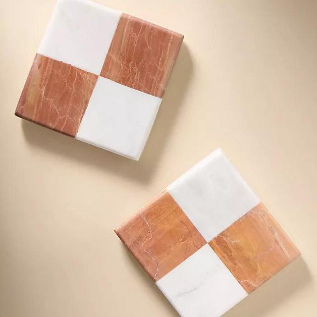 Jolene Checkered Marble Coaster